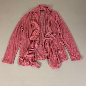 Collection by Bobeau Cardigan Sweater Women's Large Open Front Knit Heather Pink